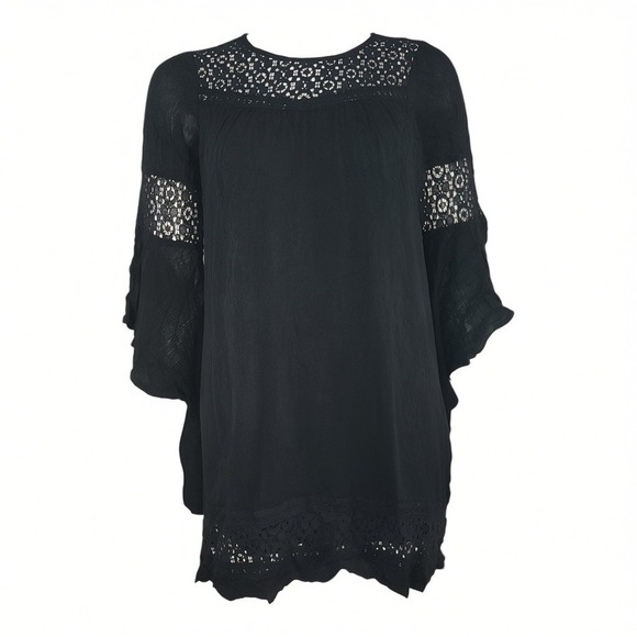 American Rag Cie Tops - American Rag Tunic NWT Womens XS Black Lace Boho Festival Minimalist Bell Sleeve